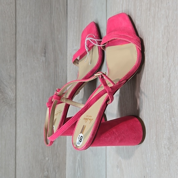 Sam Edelman Women KIT Pink Suede Square Toe Heels Sandals Shoes Sz 8.5M - Picture 2 of 12